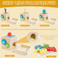 Kizfarm Wooden Montessori Baby Toys, 8-in-1 Wooden Play Kit Includes Object Permanent Box, Coin Box, Carrot Harvest, Shape Sorti