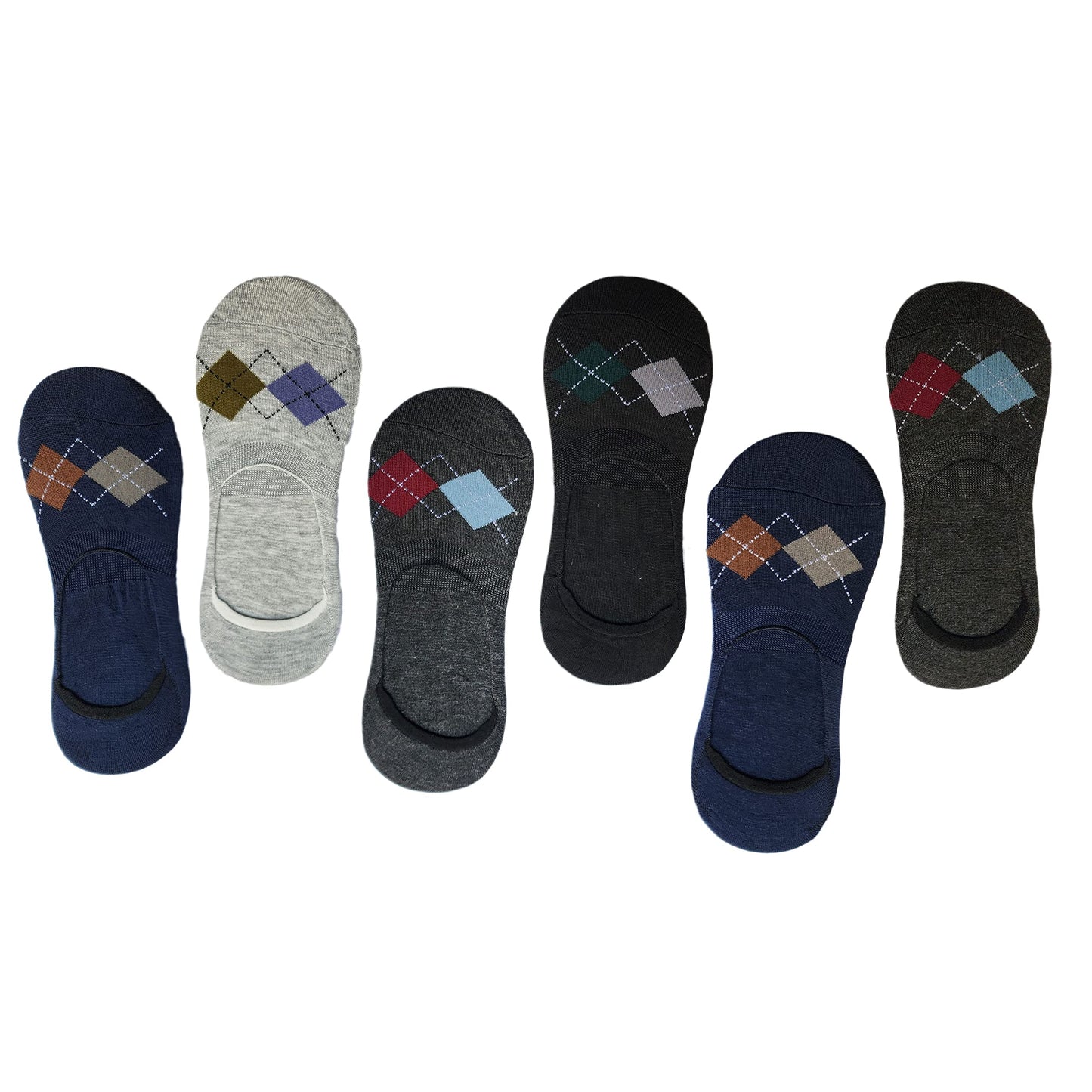 Queery Men Cotton No Show Invisible Loafer Socks Pack Of 6 D7
