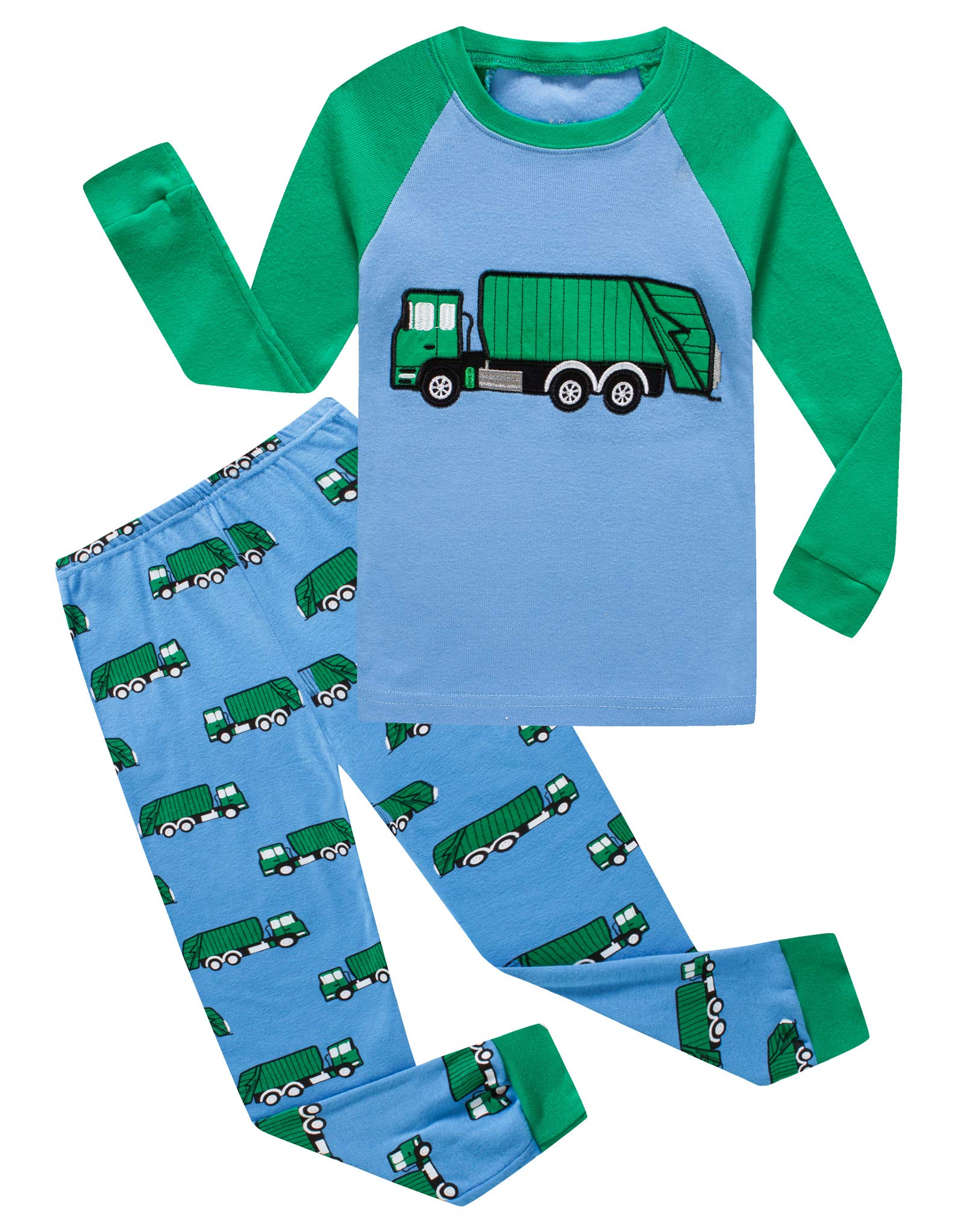 Kikizye Baby Boys Garbage Truck Long Sleeve Pajamas 100% Cotton Jammies Infant Size 18-24 Months