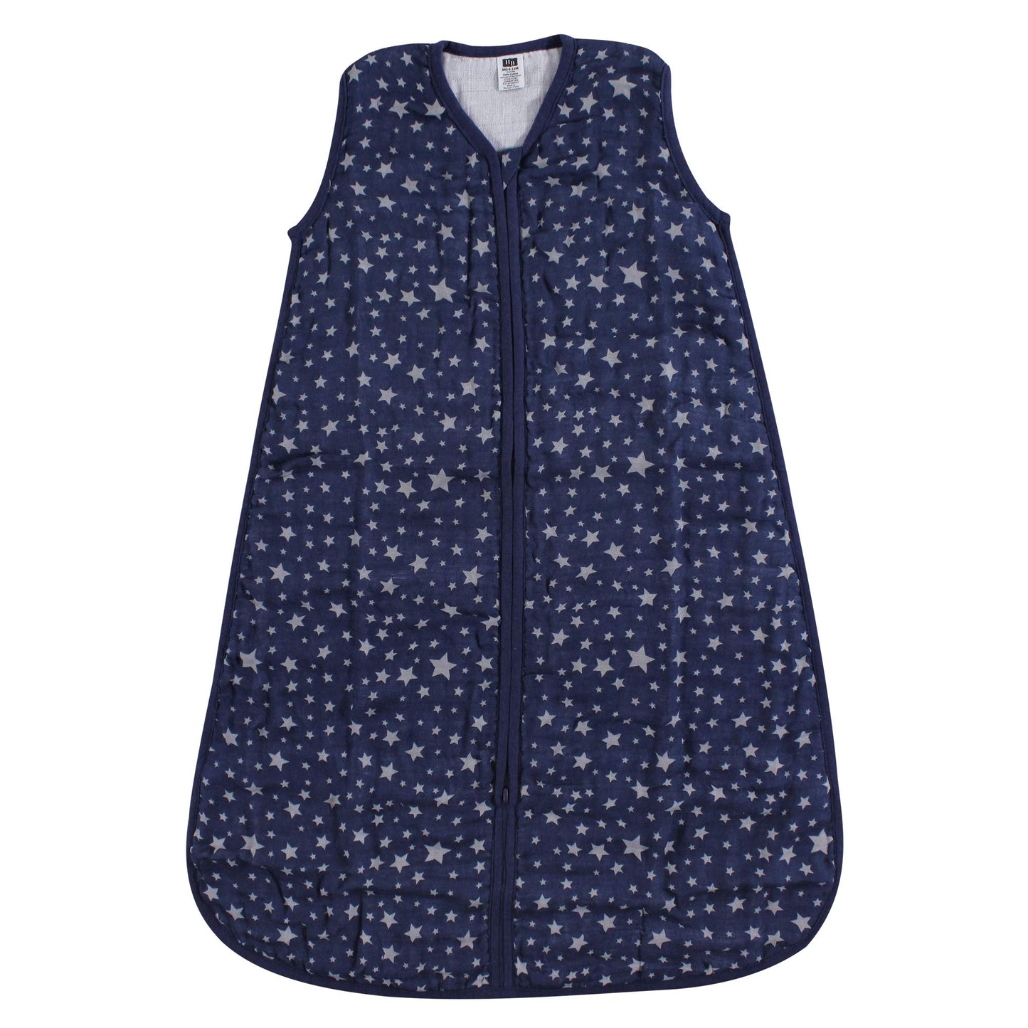 Hudson Baby Unisex Baby Muslin Cotton Sleeveless Wearable Sleeping Bag, Sack, Blanket, Gray Navy Star, 6-12 Months