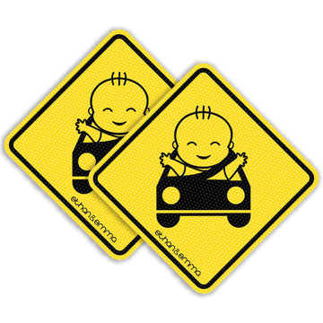 Ethan & Emma Baby On Board Sticker For Cars - See-Thru Safety Stickers - Unobstructed View, Removable And Will Not Fade - Stays