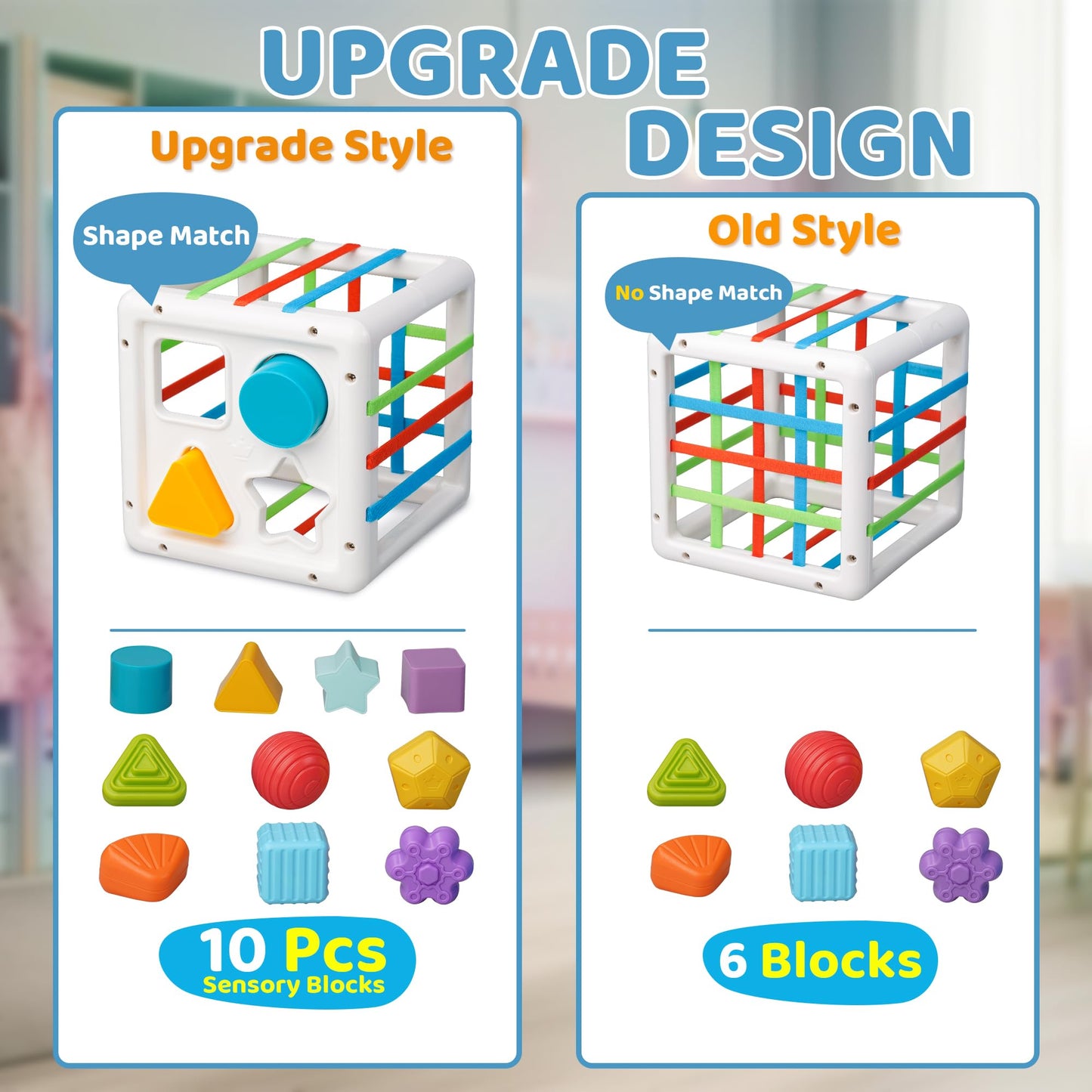 LiKee Toddler Montessori Toys for 1+ Years Old Boy Girl Birthday, Baby Infant Toys with 10pcs Sensory Pieces Shape Sorter, Age O