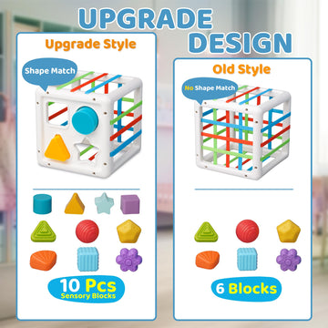 LiKee Toddler Montessori Toys for 1+ Years Old Boy Girl Birthday, Baby Infant Toys with 10pcs Sensory Pieces Shape Sorter, Age O