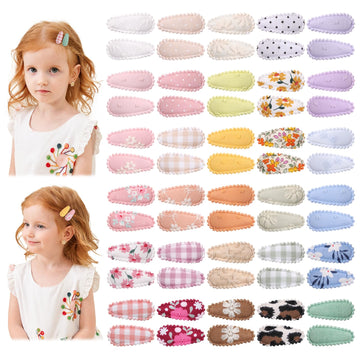 60 Pcs Snap Flower Pattern Hair Clips For Fine Hair - 1.5 Wrapped Mini Barrettes And Hair Accessories For Infants And Toddlers