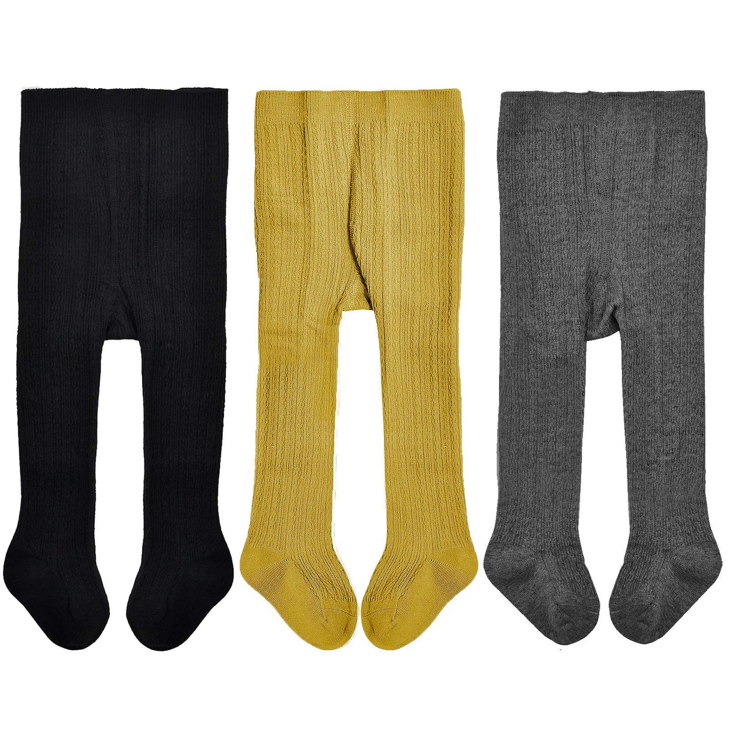 Epeius Little Girl Tights Toddler Baby Girl Seamless Cable Knit Leggings Solid Cotton Stockings Footed Pants Pantyhose For 2-4 Y