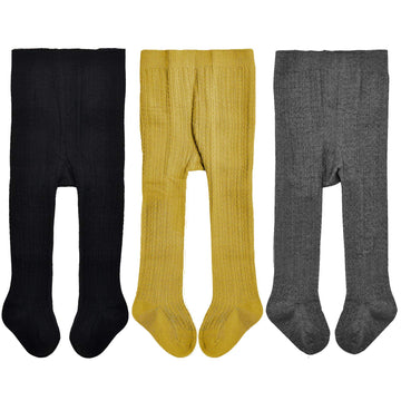 Epeius Little Girl Tights Toddler Baby Girl Seamless Cable Knit Leggings Solid Cotton Stockings Footed Pants Pantyhose For 2-4 Y