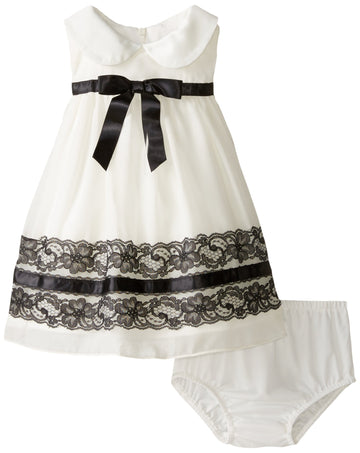 Bonnie Baby Baby Girls' Chiffon Empire Lace Band, Ivory, 12 Months