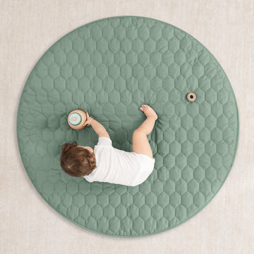 Comfy Cubs Round Kids Play Mat - Medium 48 Inches Soft Quilted Baby Floor Mat With Non-Slip Bottom - Plush Design For Toddlers'