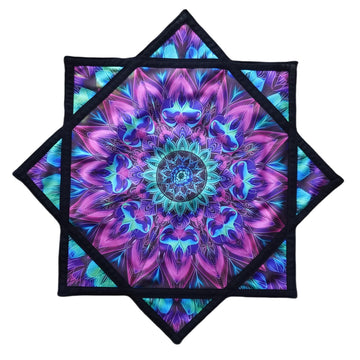 BVCY Flow Star(UV Reactive) Spinning Cloth Beginners Juggling and Skill Toy Easy to Rotate Double Sided Printing Dapo Star Blue&