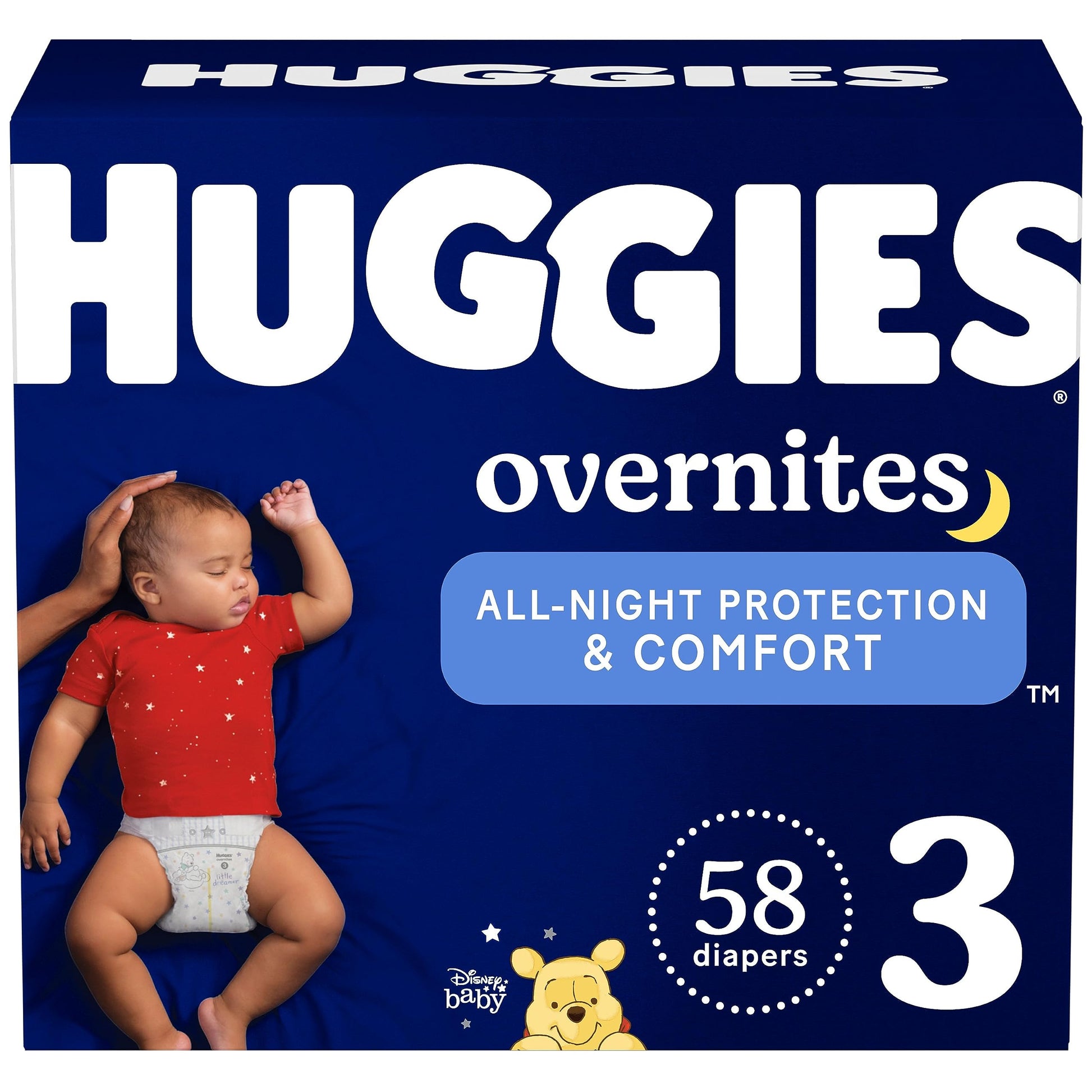 Huggies Size 3 Overnites Baby Diapers: Overnight Diapers, Size 3 (16-28 Lbs), 58 Ct