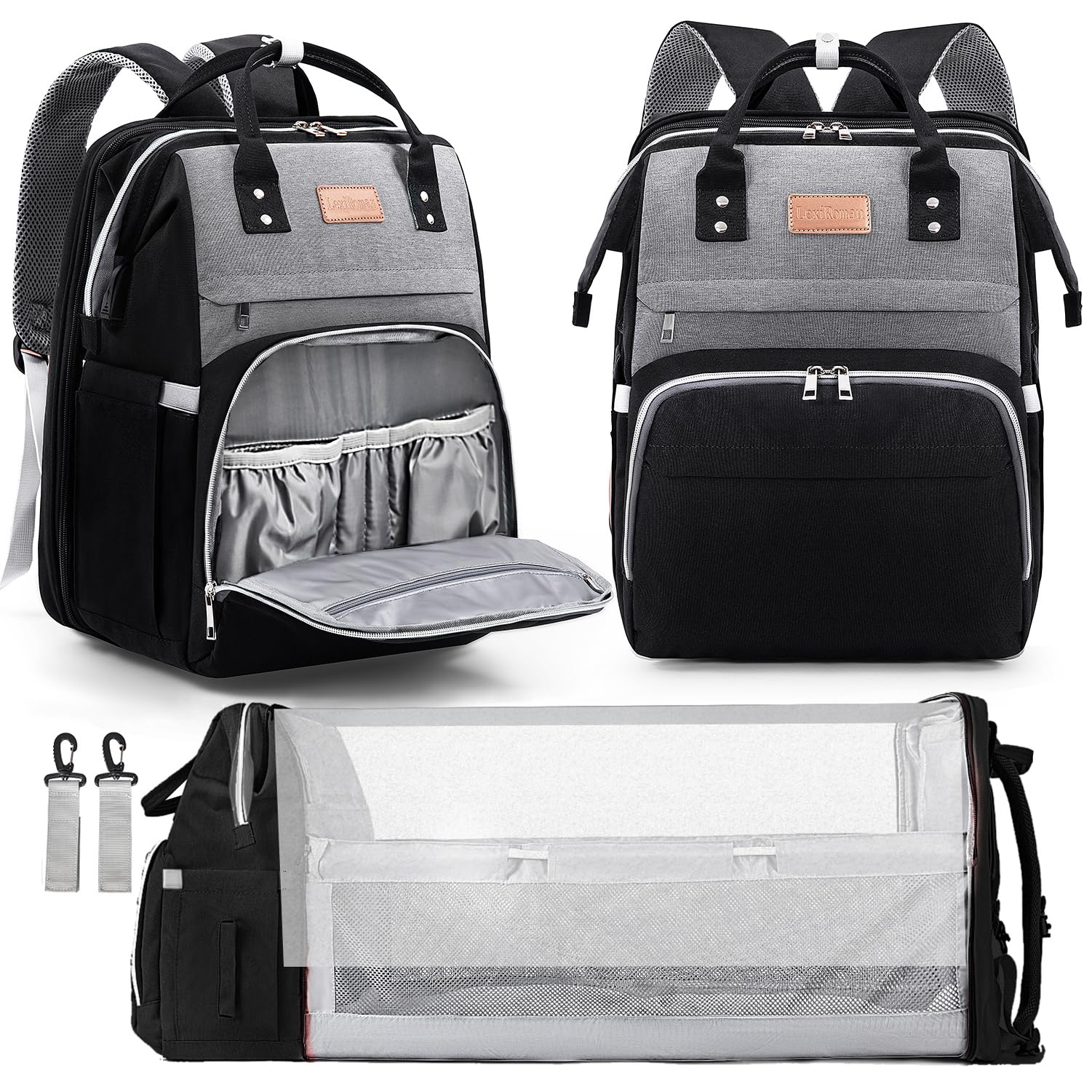 Lexiroman Diaper Bag Backpack, Large Capacity Multifunction Diaper Backpack With Changing Pad For Boy Girl, Travel Baby Bag For
