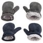 Toddler Infant Winter Mittens Lined With Fleece Easy-On Baby Boy Girls Warm Gloves Outdoor (B-Grey&Navy, L (2-4 Years))