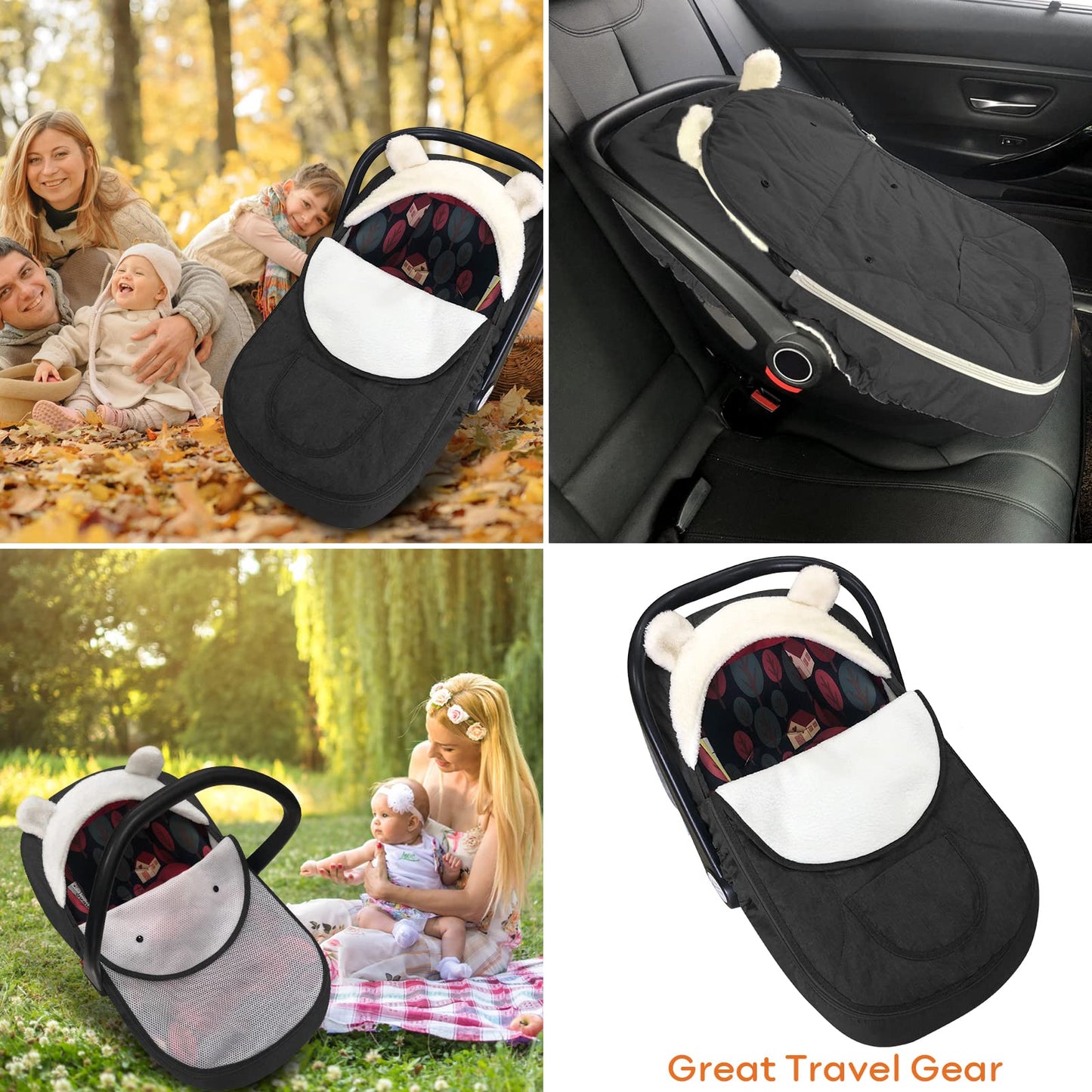 Car Seat Cover Baby Winter Baby Car Seat Cover For Boy Girl Newborn Zipper Peeping Baby Seat Or Stroller - Infant Car Seat Cover