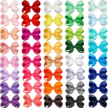 C  Llot 40 Pieces 3 Inch Hair Bows For Girls Clips Grosgrain Ribbon Boutique Hair Bow Alligator Clips For Girls Teens Toddlers K