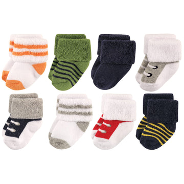 Luvable Friends Baby Boys Newborn And Terry Socks, Athletic, 6-12 Months Us