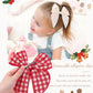 Doboi 8Pcs Baby Girls Hair Clips Large Christmas Fable Hair Bows Cotton Linen Bows For Girls Gingham Hair Accessories For Baby T