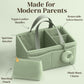 Orelle Boucl   Diaper Caddy Organizer with Matching Pouch & Moon Pendant | Teddy Portable Changing Table Organizer | Sage Green