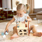 Speedy Monkey 5-in-1 Activity Cube, Educational Wooden Toy with Bead Maze, Shape Sorter, Gears, Puzzle & More, Develops Social,