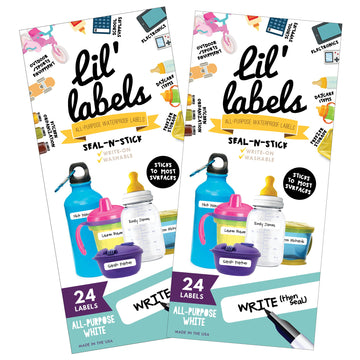 Lil' Labels, Write-On Food Labels, Waterproof Label, Multipurpose, Self-Laminating, Dishwasher-Safe, Write-On For Home Organizat