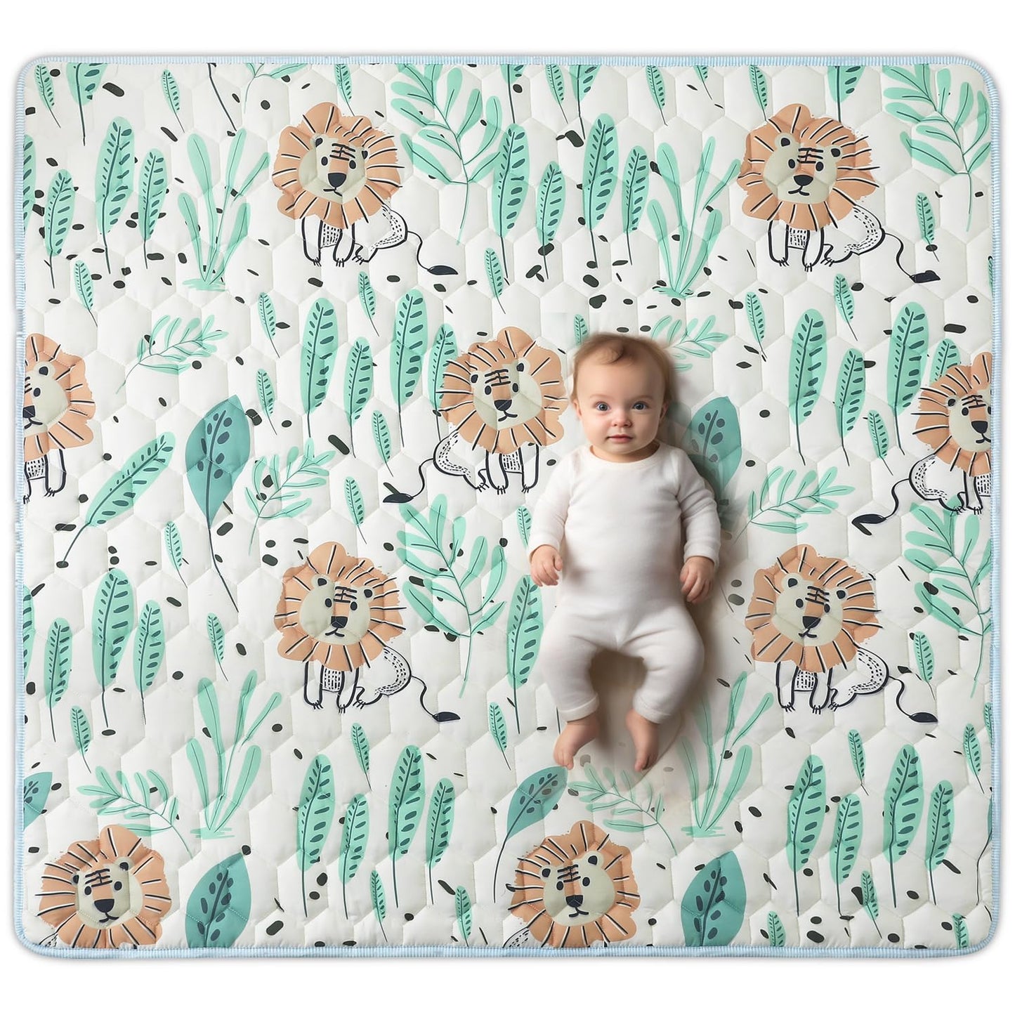 Babihior Play Mat - 50 x 50 Non-Slip One-Piece Crawling Playpen for Babies 0-6 Months