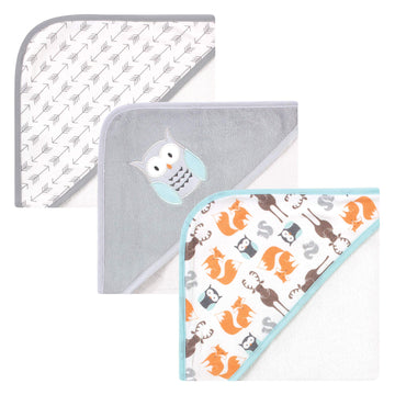 Hudson Baby Unisex Baby Cotton Rich Hooded Towels, Owl, One Size