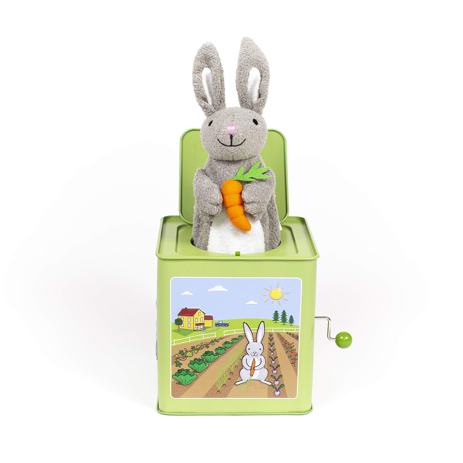 Jack Rabbit Creations Bunny Jack in the Box Toy | Ages 3+ Classic Tin Toy with Soft Pop Up | Plays Peter Cottontail Song