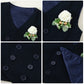 Yallet Toddler Baby Boy Clothes Suit Gentleman Wedding Outfits, Formal Dress Shirt+Bowtie+Vest+Boutonniere+Suspender Pants(V Nav
