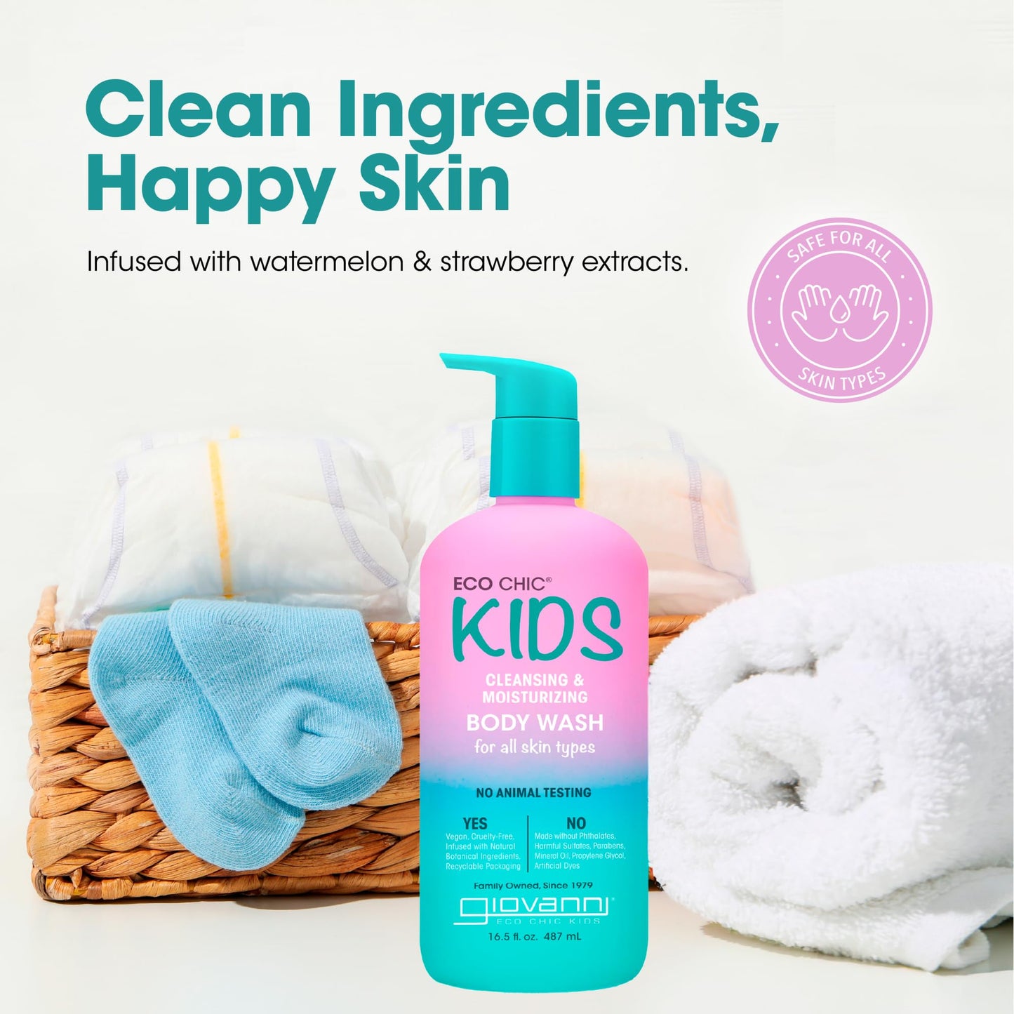 Giovanni Eco Chic Kids Cleansing & Moisturizing Body Wash - Kids Body Wash, Kids Body Wash Sensitive Skin, Kids Soap And Body Wa