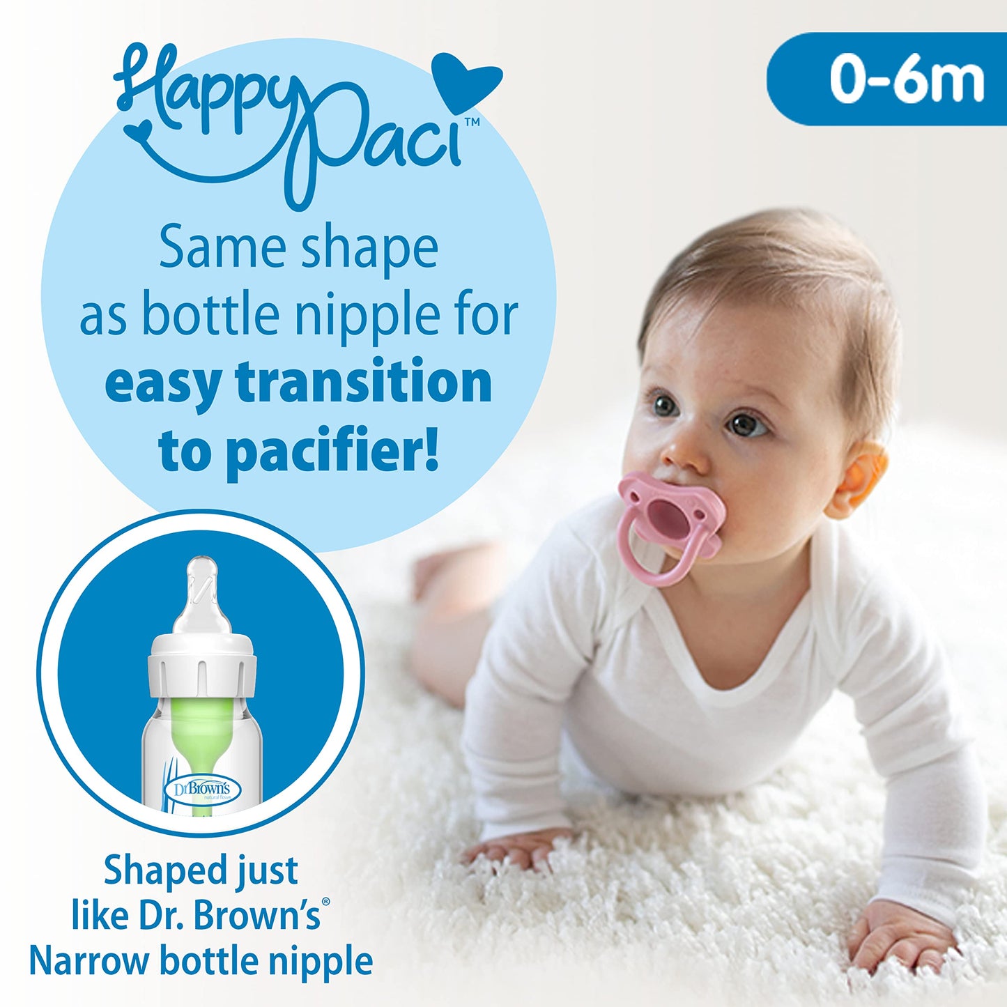 Dr. Brown'S Anti-Colic Baby Feeding Set With Slow Flow Nipples, Travel Caps, Silicone Pacifier - Pink