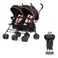 Dream On Me Volgo Twin Umbrella Stroller In Pink, Lightweight Double Stroller For Infant & Toddler, Compact Easy Fold, Large Sto