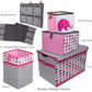 Bacati Collapsible Storage Hamper, Elephants, Pink/Grey, One Size