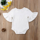 Mubineo Infant Baby Girl Basic Bell Short Sleeve Cotton Romper Bodysuit Tops Clothes (White, 3-9 Months)