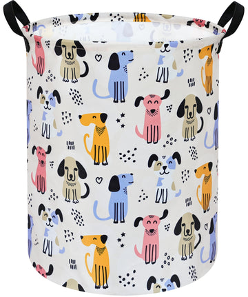 Duyiy Round Dog Pattern Laundry Hamper Laundry Basket Storage Basket Organizer Hamper Storage Bins For Clothes Toys Box Nursery