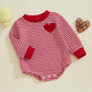 Visgogo Valentine'S Day Baby Sweatshirt Romper Striped Heart/Clover Waffle St.Patrick Day Long Sleeve Irish Onesie Jumpsuits (Re