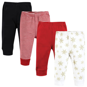 Hudson Baby Unisex Baby Cotton Pants And Leggings, Gold Snowflake, 6-9 Months