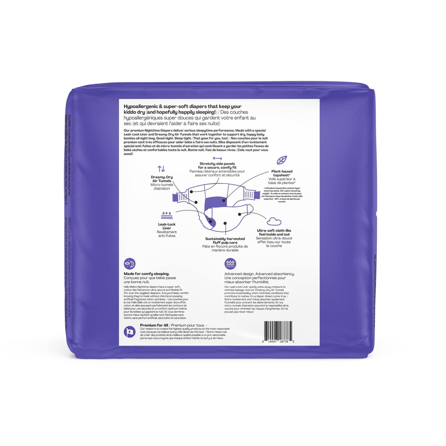 Hello Bello Premium Overnight Baby Diapers Size 3, 24 Count, Unisex, Ultra Absorbent And Soft, Eco-Friendly Disposable Diapers F