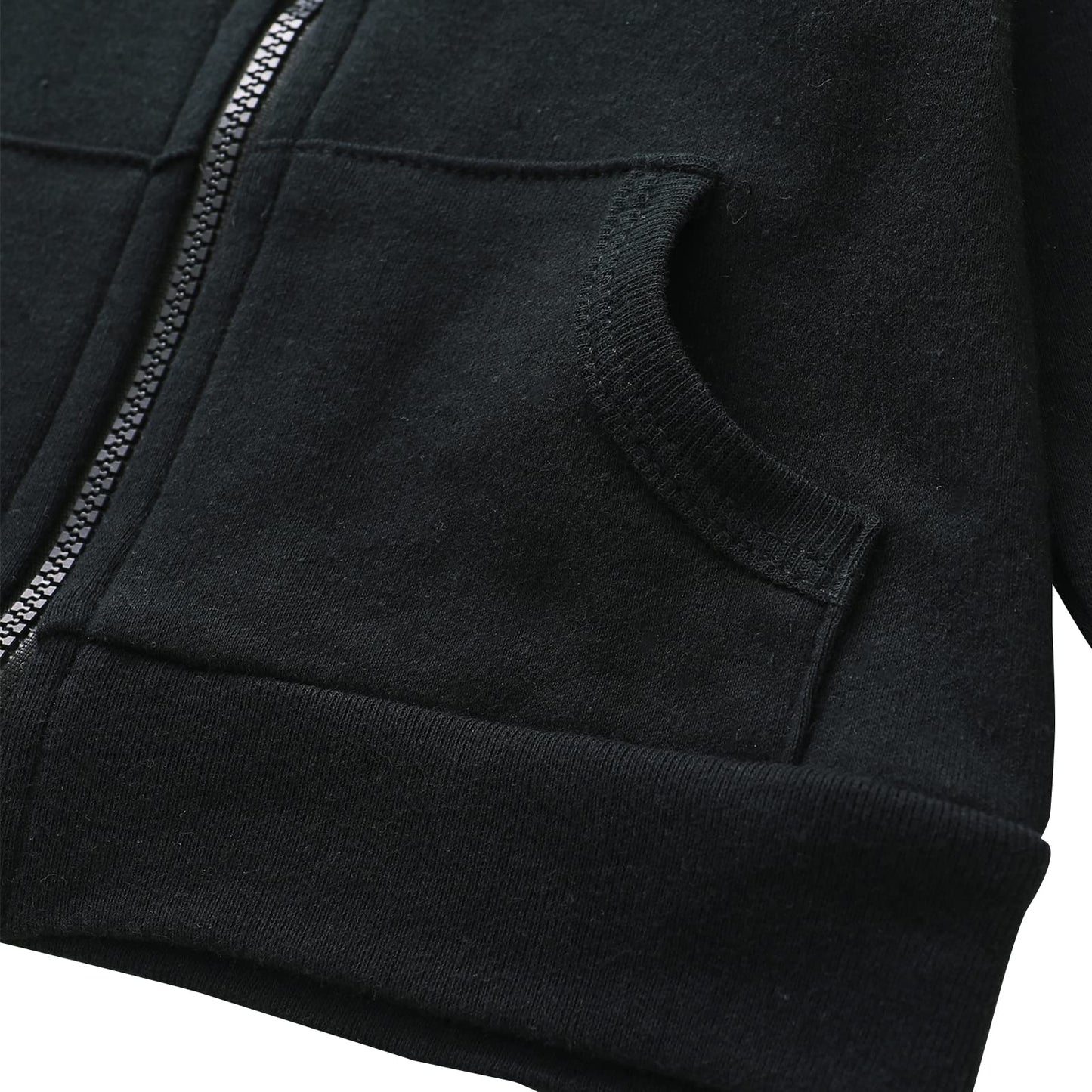 Romperinbox Unisex Solid Baby Sweatshirts Hoodies, Lightweight Full Zip-Up Jackets Coat 0-24 Months (Black, 6-9 Months)