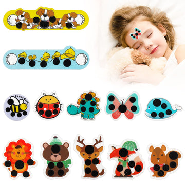 12 pcs Stick-on Fever Indicator Forehead Fever Kids Cartoon Stickers Temperature Fever Patch