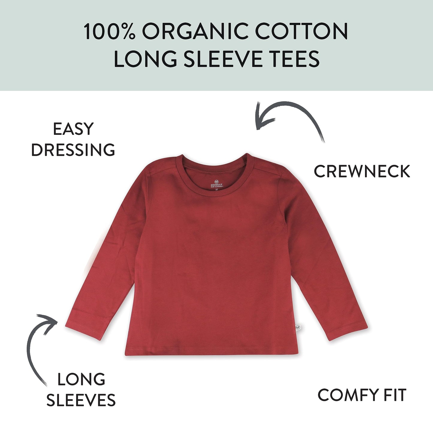 Honestbaby Multipack Long Sleeve T-Shirts Tee 100% Organic Cotton Infant Baby, Toddler, Little Kids Boys, Girls, Unisex, Romanti