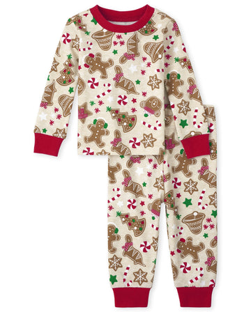 The Children'S Place Baby Girls Family Matching Christmas Holiday Sets, Snug Fit 100% Cotton, Pajama Set, Vanilla Gingerbread, 1