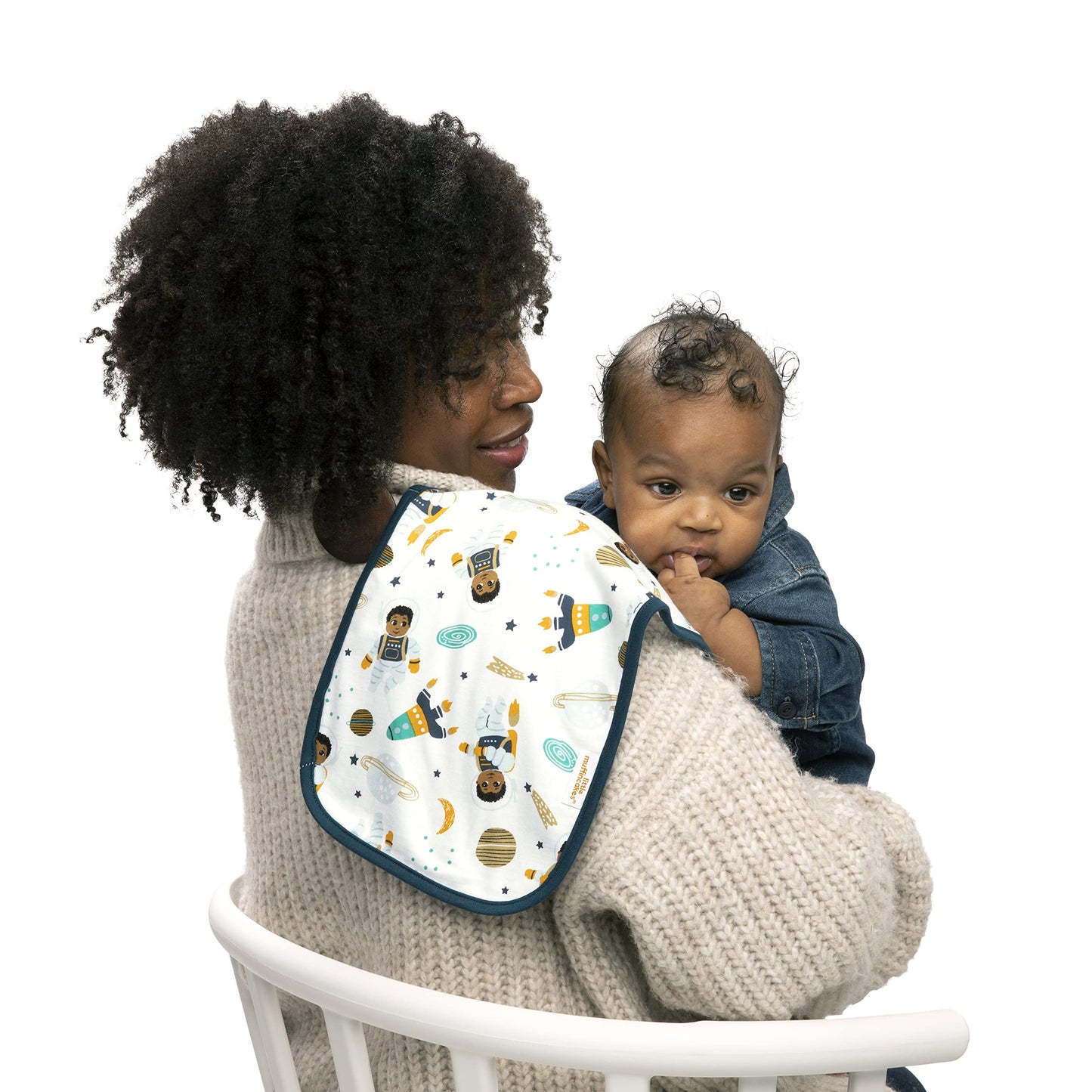 Little Muffincakes Burp Cloths 3 Pack Soft Knitted Jersey, Astronaut Space Theme (Ashton) Newborn & Up, Blue