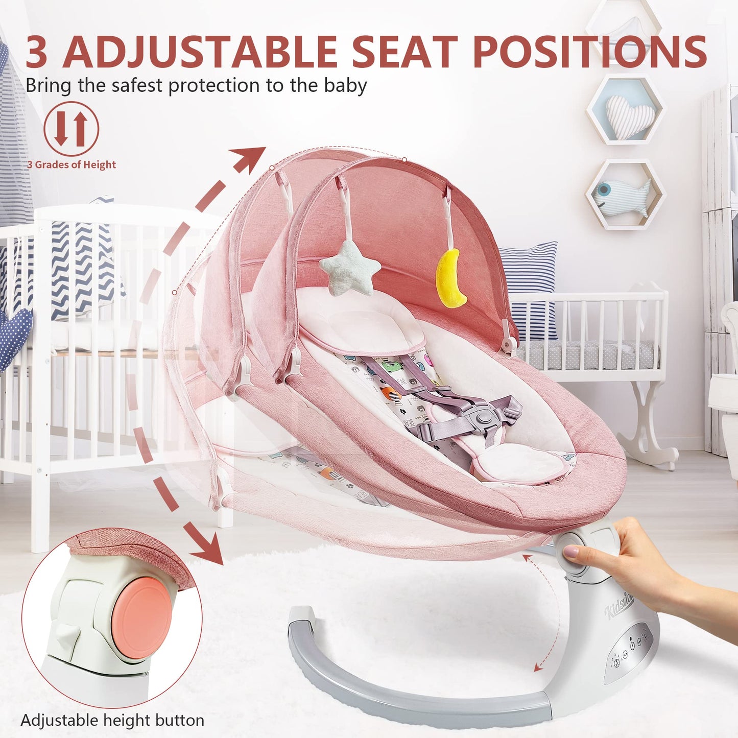 Baby Swings Baby Swing For Infants,5 Speed Portable Swing For Baby Boy Girl Swing With Music Speaker And 12 Preset Lullabies