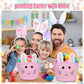 Brbecon Easter Bunny Basket For Kids With Name Tag, Pink Small Woven Easter Basket For Girls, Easter Egg Hunt Baskets Bags Easte