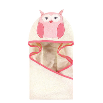 Hudson Baby Unisex Baby Cotton Animal Face Hooded Towel, Modern Owl, One Size