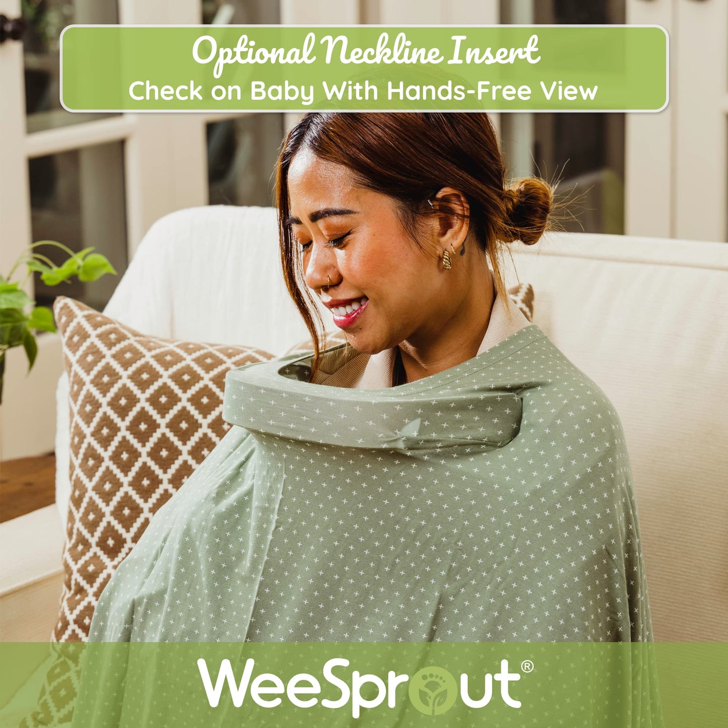 Weesprout Nursing Cover For Breastfeeding - 360 Degree Privacy, View Baby Hands-Free, Soft & Breathable Fabric, Universal Fit, 8