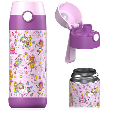 Jarlson    Kids Water Bottle - Mali - Insulated Stainless Steel Water Bottle With Chug Lid - Thermos - Girls/Boys (Princess  'Mo