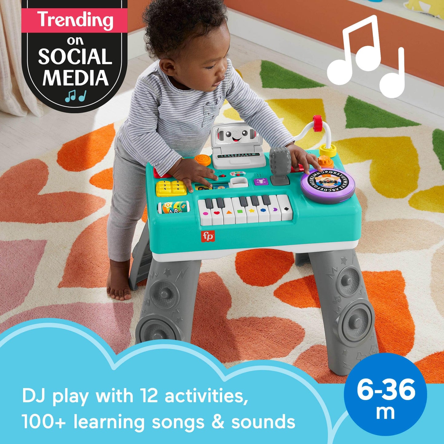 Fisher-Price Baby & Toddler Toy Laugh & Learn Mix & Learn DJ Table with Music Lights & Activities for Developmental Play Infants