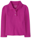 The Children'S Place Baby Girls And Toddler Girls Long Sleeve Ruffle Pique Polo, Aurora Pink, 3T