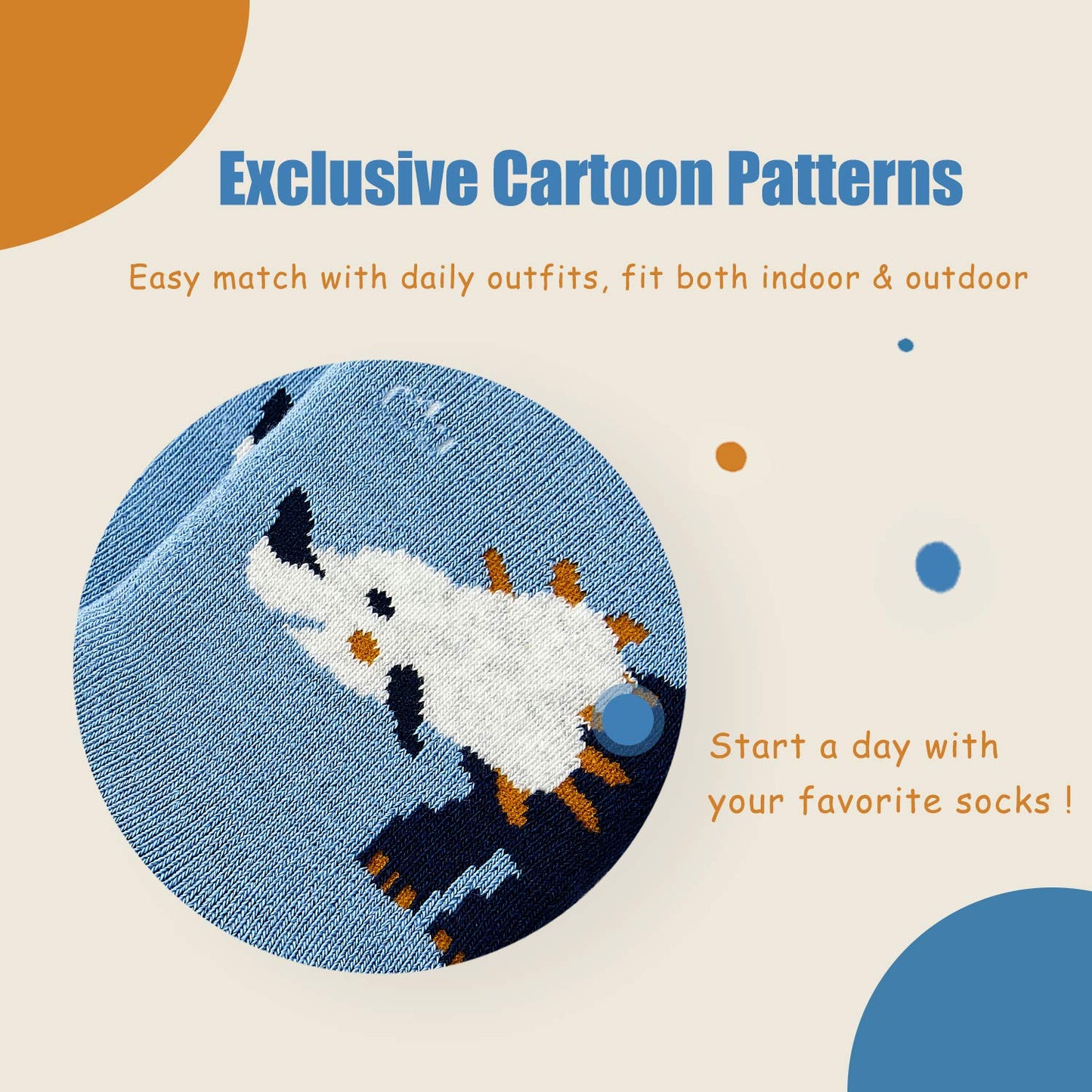 Howjojo Boys Winter Warm Socks Kids Cotton Crew Socks Cartoon Dinosaur Socks 6 Pack 8-10 Years