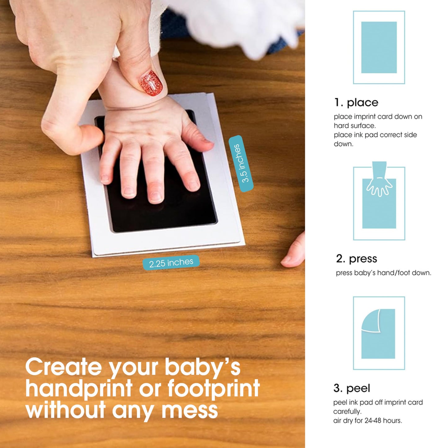 Pearhead Newborn Baby Handprint Or Footprint    Clean-Touch    Ink Pad, Black